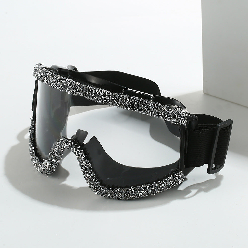 Women's glamorous ski goggles with sparkling decorative frame Bowlift