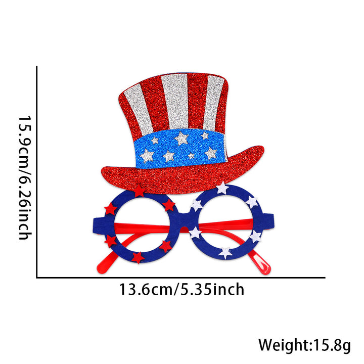 Unisex nan patriotic glitter novelty party glasses with USA letter topper Bowlift
