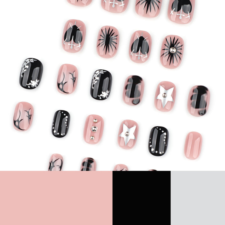 Artful nail design with elegant black and white design Bowlift