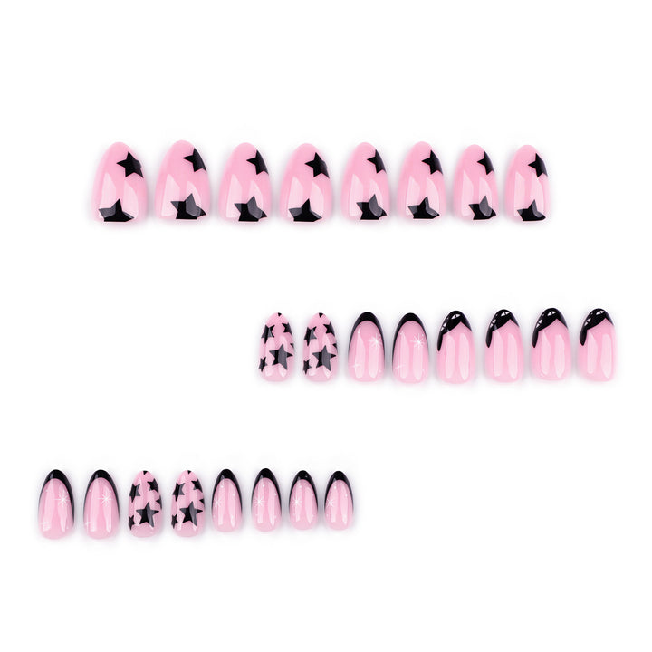 Artful Nail Art with Star and Black Tip Design Bowlift