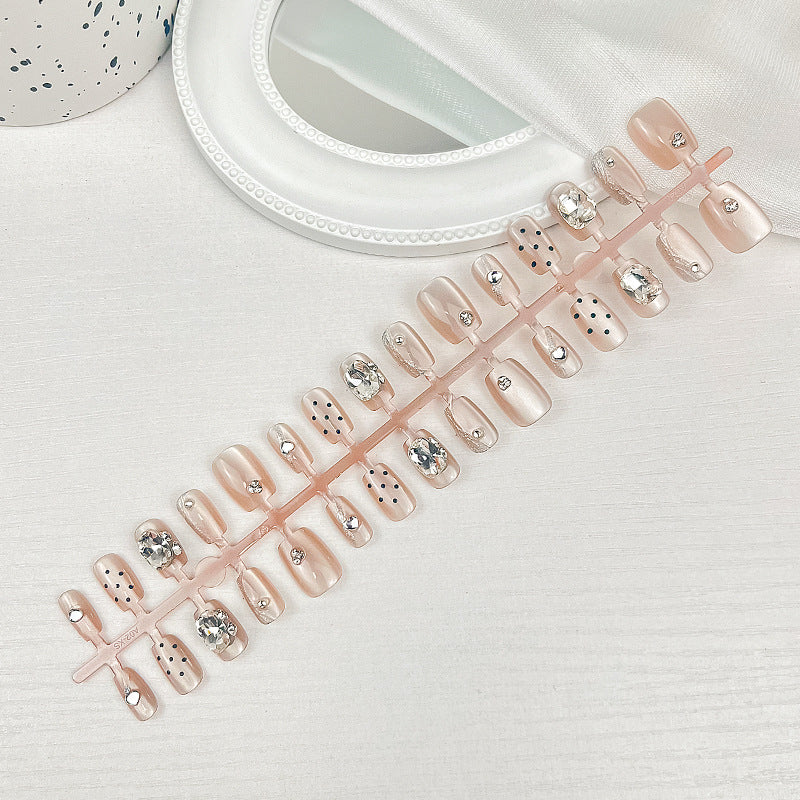 Premium Rhinestone-Decorated Press-On Nail Set Bowlift