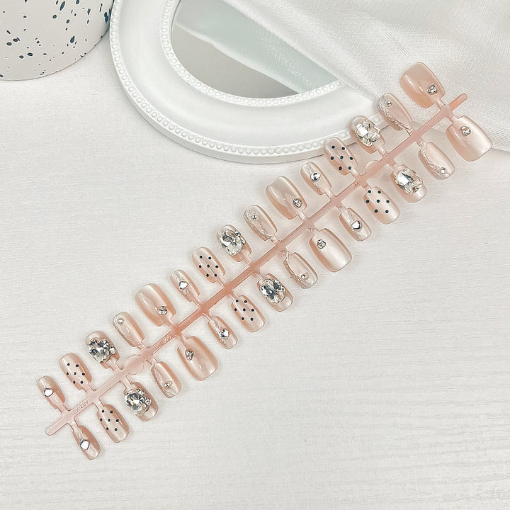 Premium Rhinestone-Decorated Press-On Nail Set Bowlift