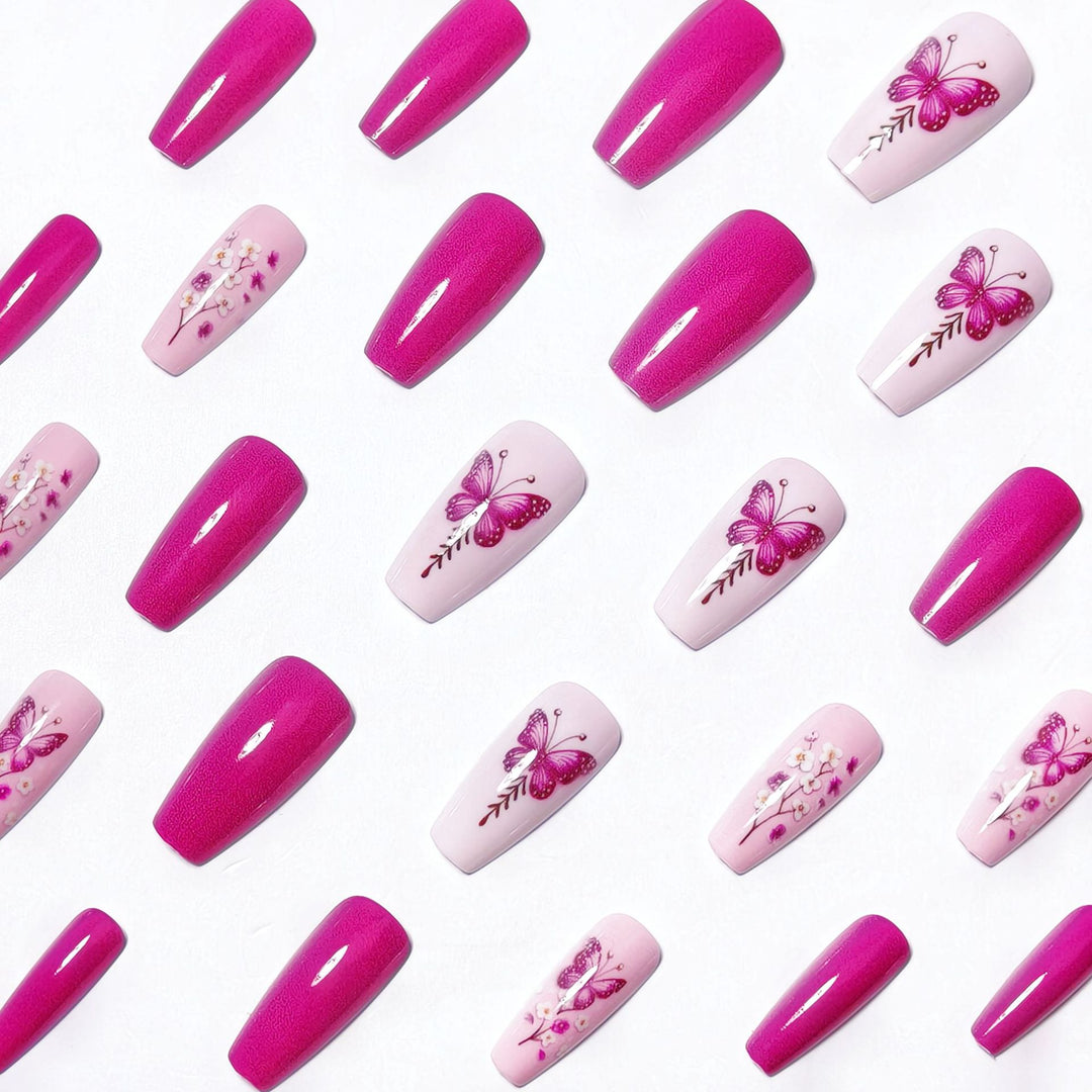 Glittering artificial nails with butterfly motif Bowlift