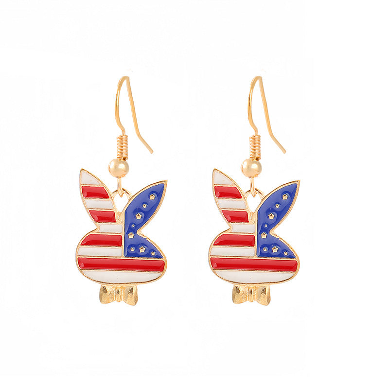 Women's nan patriotic horseshoe enamel dangle earrings with star-accented design and fishhook findings Bowlift