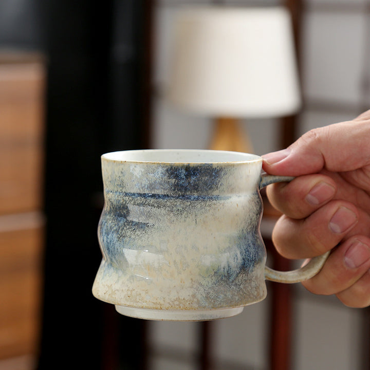 Handcrafted Wavy Ceramic Coffee Mug Bowlift