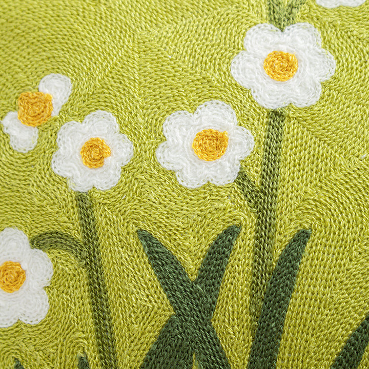 Women Decorative Cushion Cover with Fine Floral Embroidery Bowlift