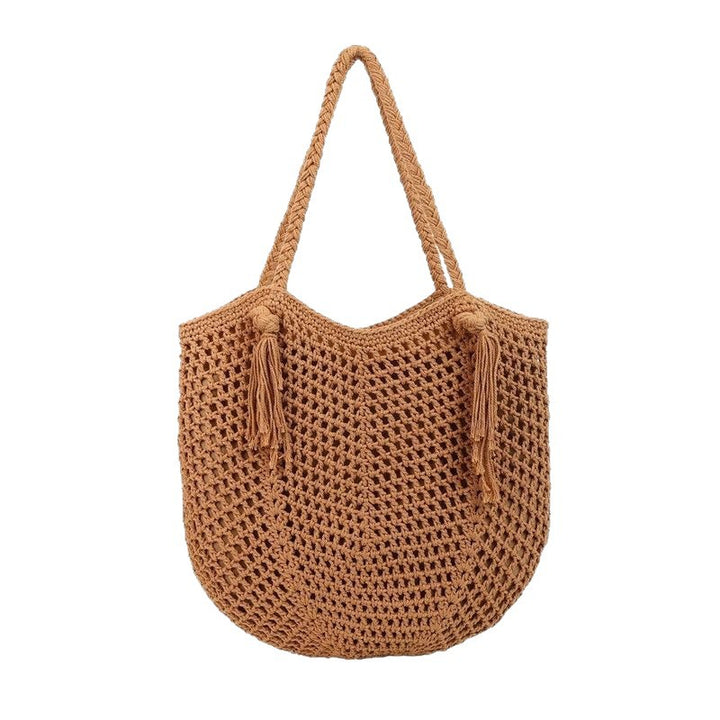 Macrame Beach Bag with Fringe Details Bowlift