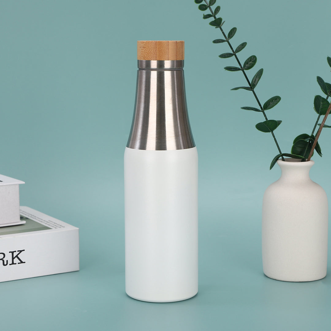 Women's stainless steel insulated drinking bottle with bamboo lid Bowlift