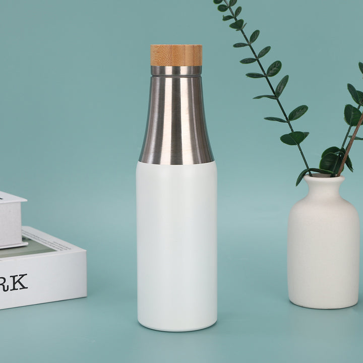 Women's stainless steel insulated drinking bottle with bamboo lid Bowlift