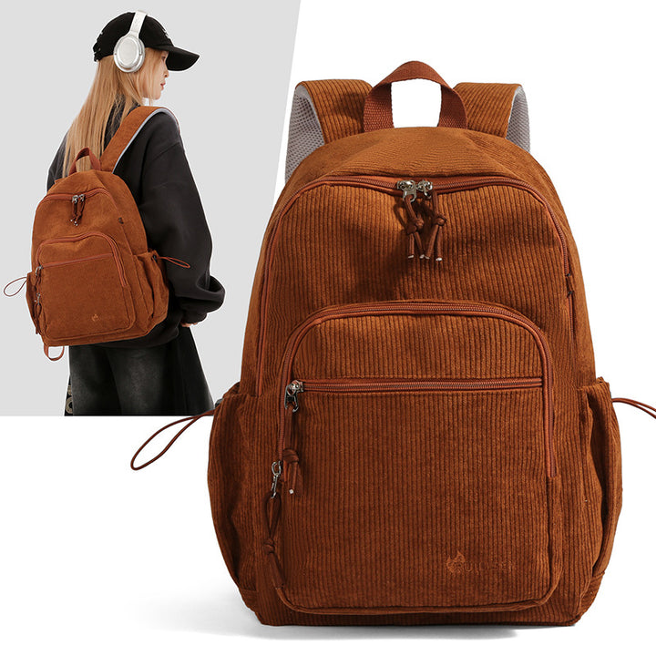 Textured Corduroy Travel Backpack Bowlift