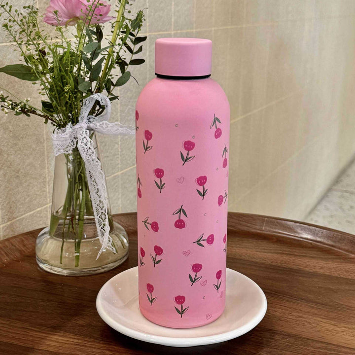 Ladies insulated drinking bottle with elegant floral design Bowlift