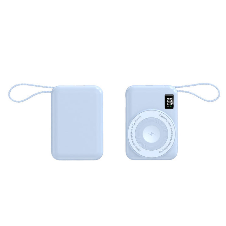 Portable power bank with integrated Qi charging function and digital display Bowlift
