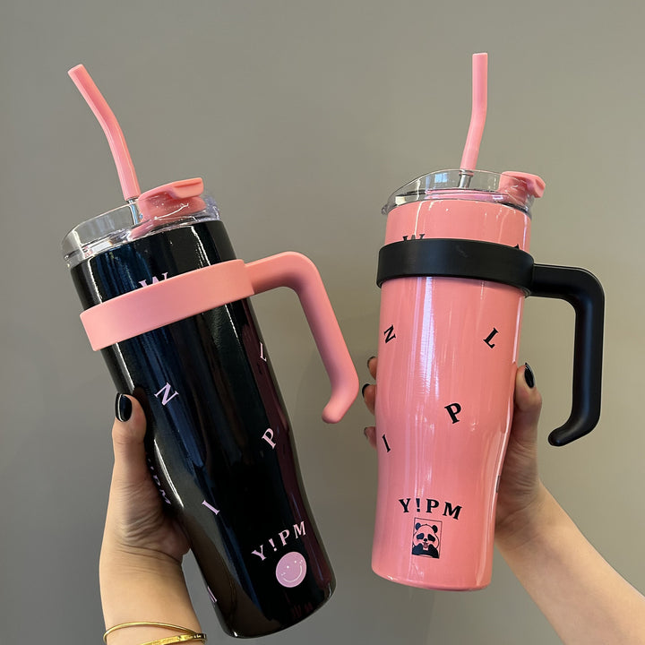 Women's insulated drinking bottle with integrated straw and ergonomic handle Bowlift