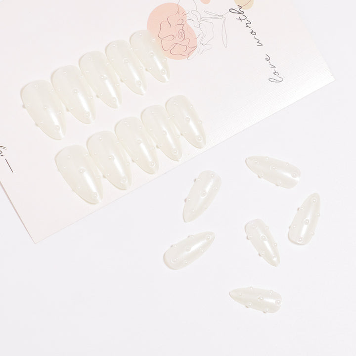 Premium Pearl-Embellished Stiletto Press-On Nails Bowlift