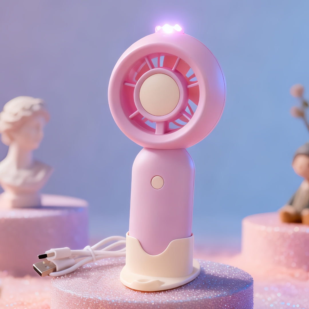 Women Portable Mini Fan with USB Charging Function and LEDs Bowlift