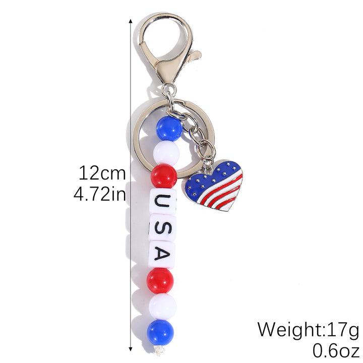 Unisex keychain with letter beads and American star pendant Bowlift