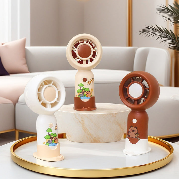Women's Portable Mini Hand Fan with Ergonomic Handle and Cute Animal Design Bowlift