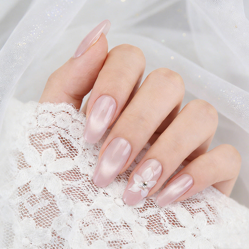 Premium Press-On Nail Art Set with Floral Embellishments Bowlift