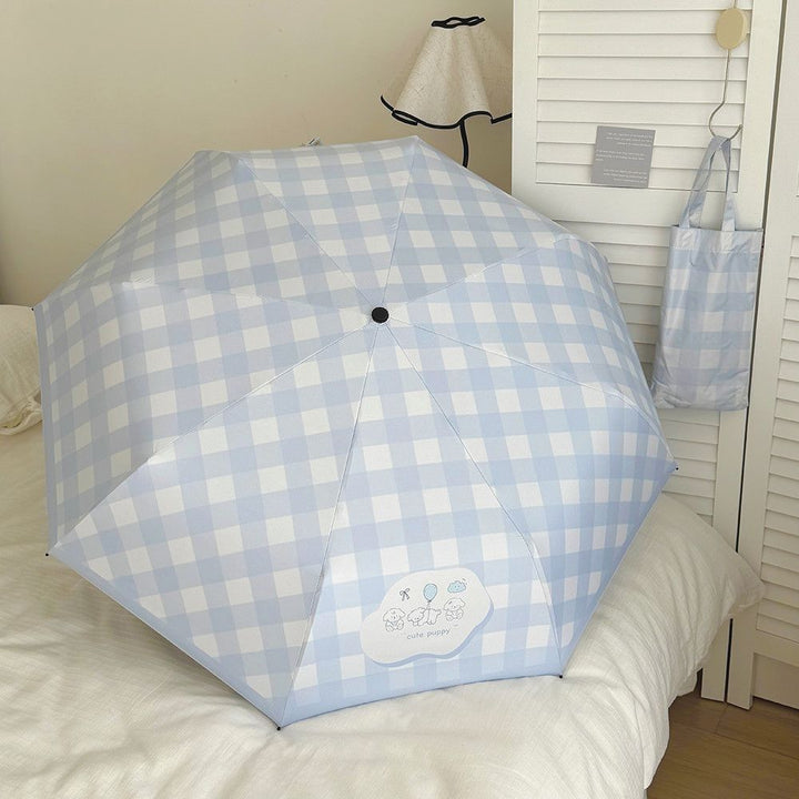Ladies Automatic Folding Umbrella with Playful Dog Design Bowlift