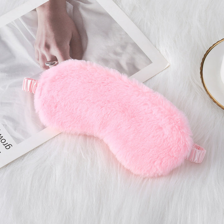Women's cozy sleep mask made of plush with adjustable elastic band and lightproof inner lining Bowlift