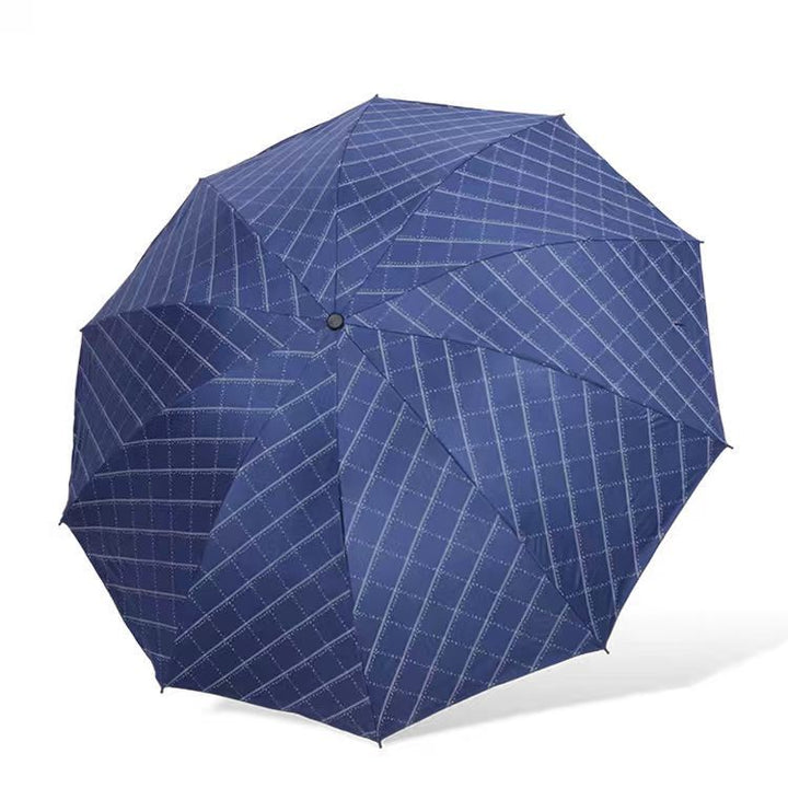 Compact Windproof Automatic Folding Umbrella with Geometric Grid Canopy Bowlift