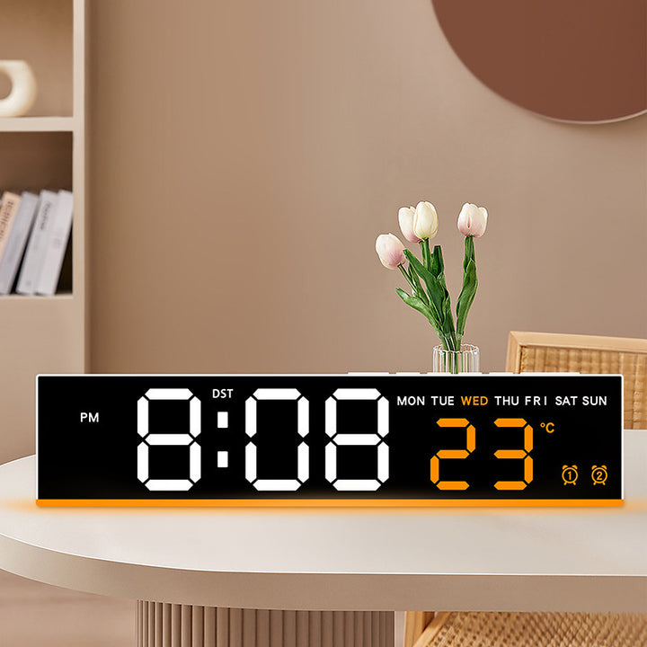 Digital wall clock with large LED digits and temperature display Bowlift