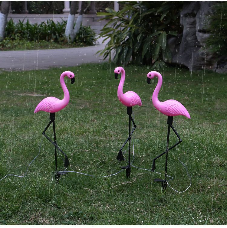 Decorative Solar Flamingo Garden Stake Lamp With Adjustable Metal Arm And Integrated LED Bowlift