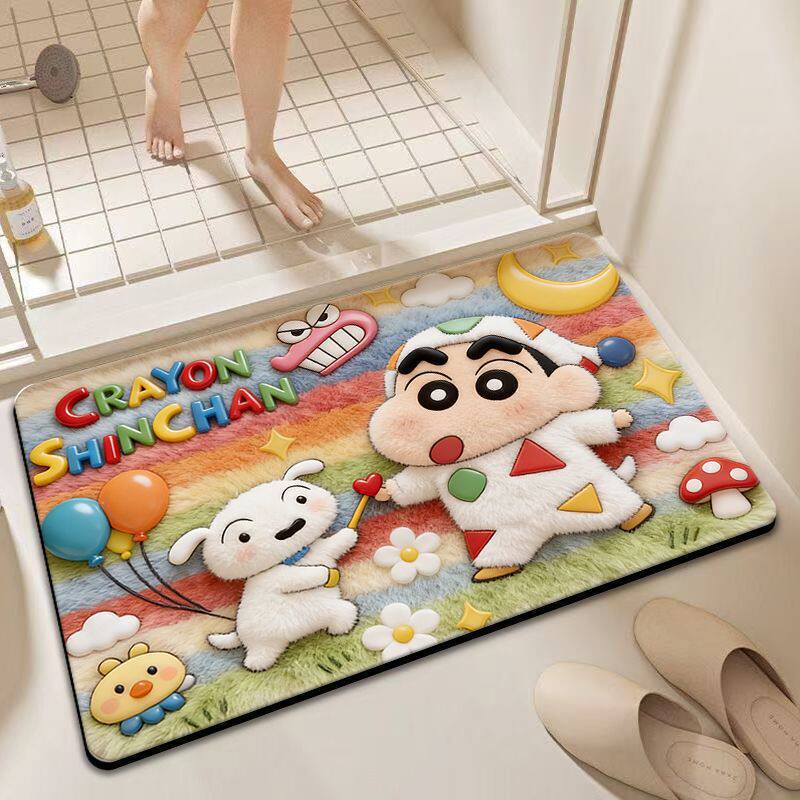 Playful cartoon-themed bath mat
