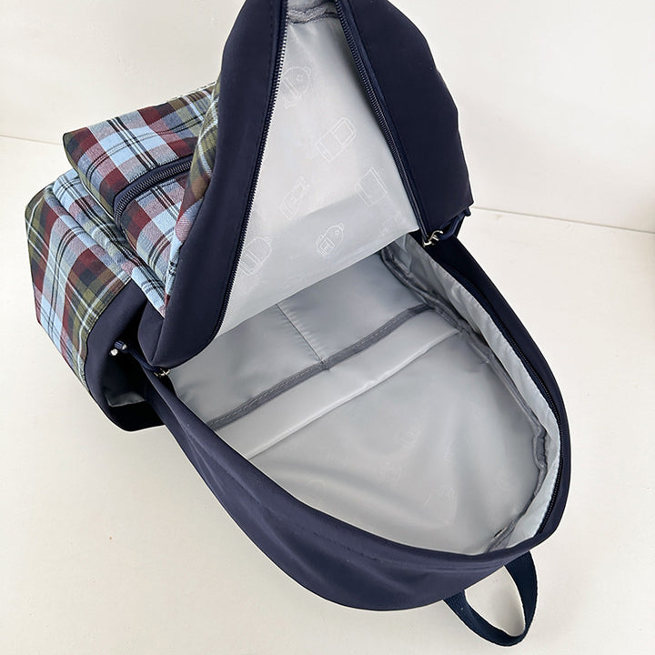 Checked Pattern Lightweight School Backpack Bowlift