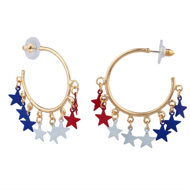 Women's playful star pendant hoop earrings with multi-part hanging elements Bowlift
