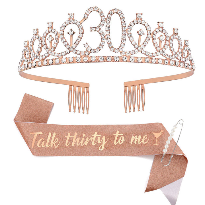 Ladies Sparkling Tiara with personalized 80th Birthday Inscription Bowlift