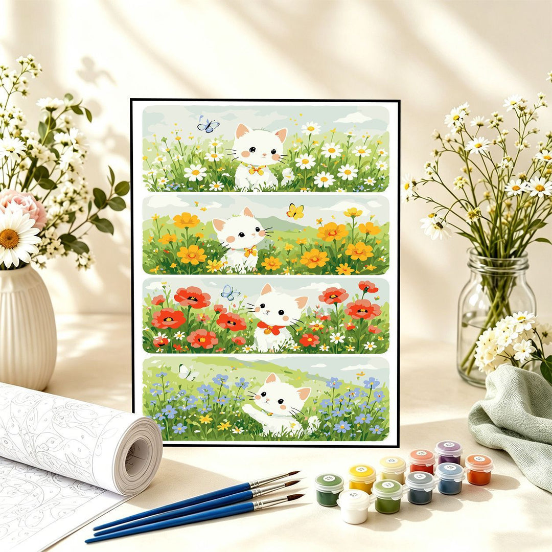Playful Floral Cat Painting Kit Bowlift