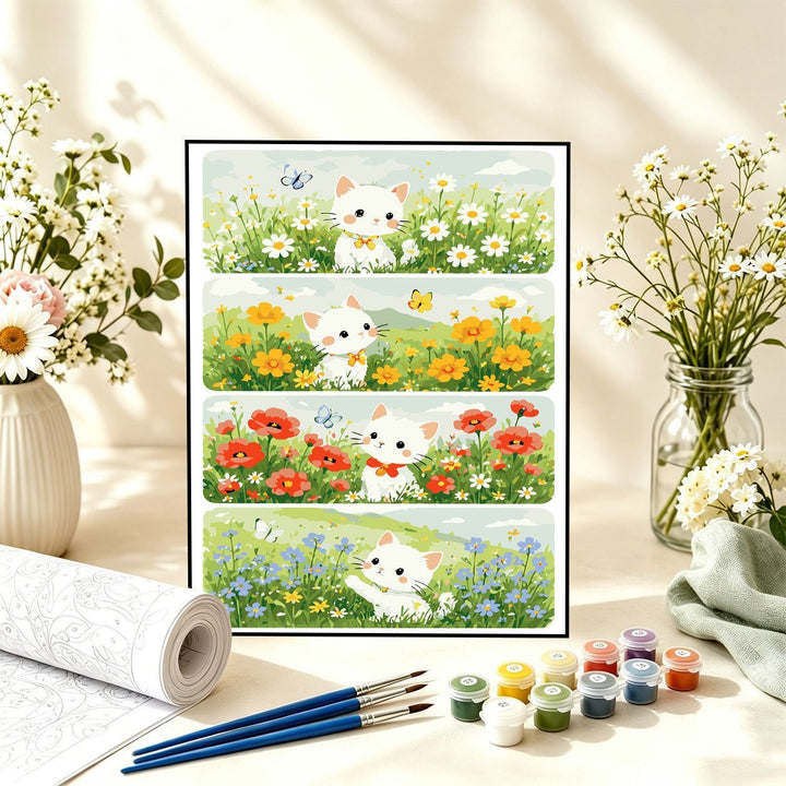Playful Floral Cat Painting Kit Bowlift
