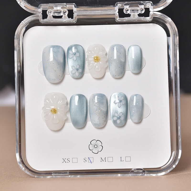 Decorative Floral Press-On Nail Set Bowlift