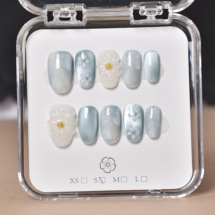 Decorative Floral Press-On Nail Set Bowlift