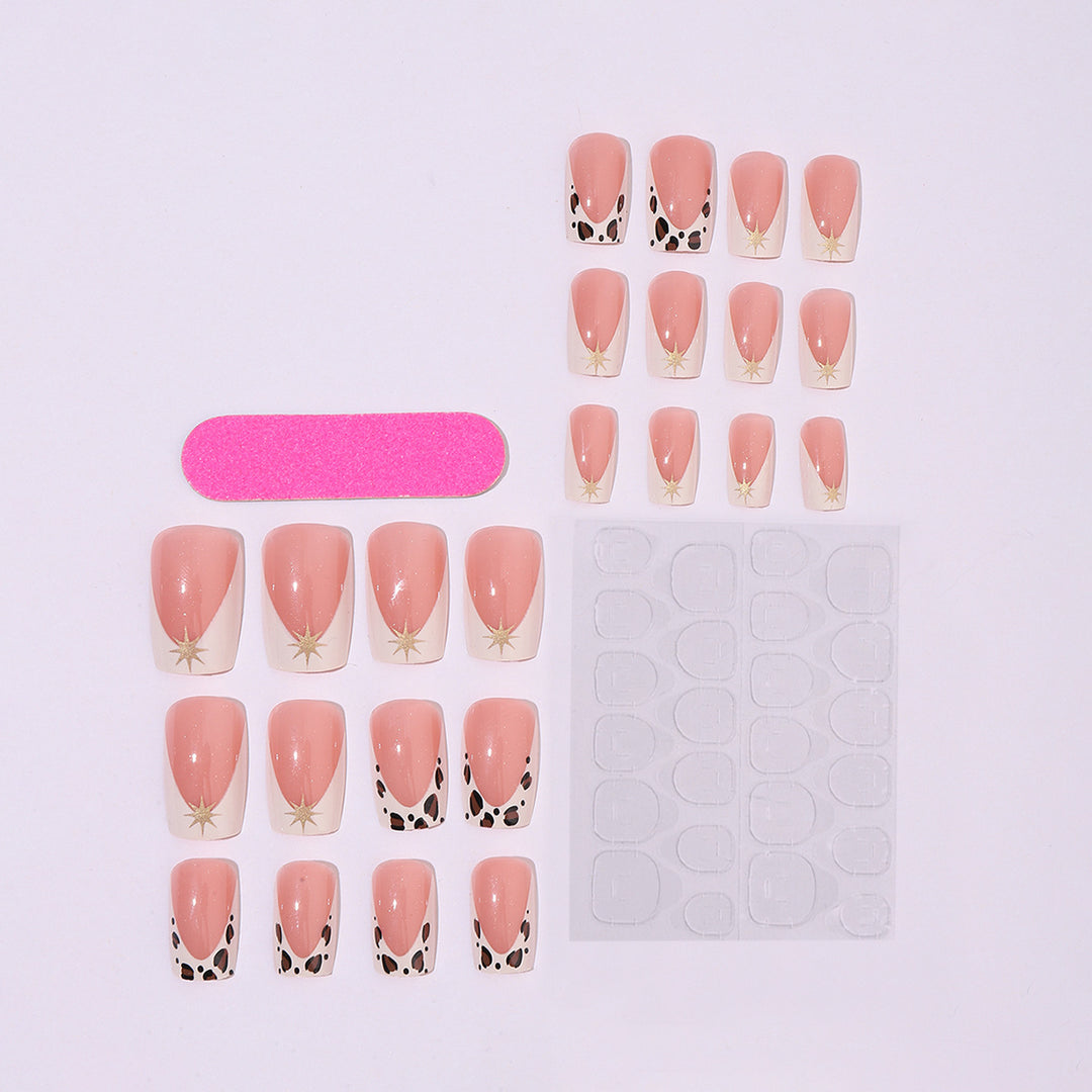 Creative nail art set with elegant leopard and glitter accents Bowlift