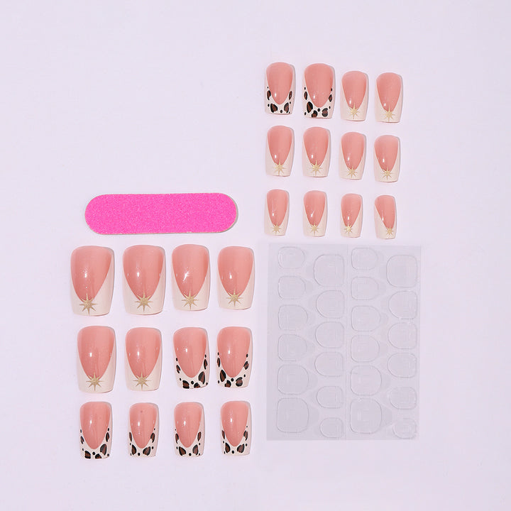 Creative nail art set with elegant leopard and glitter accents Bowlift
