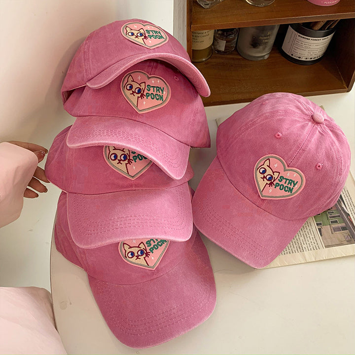 Women's Casual Embroidered Cat Cap Bowlift