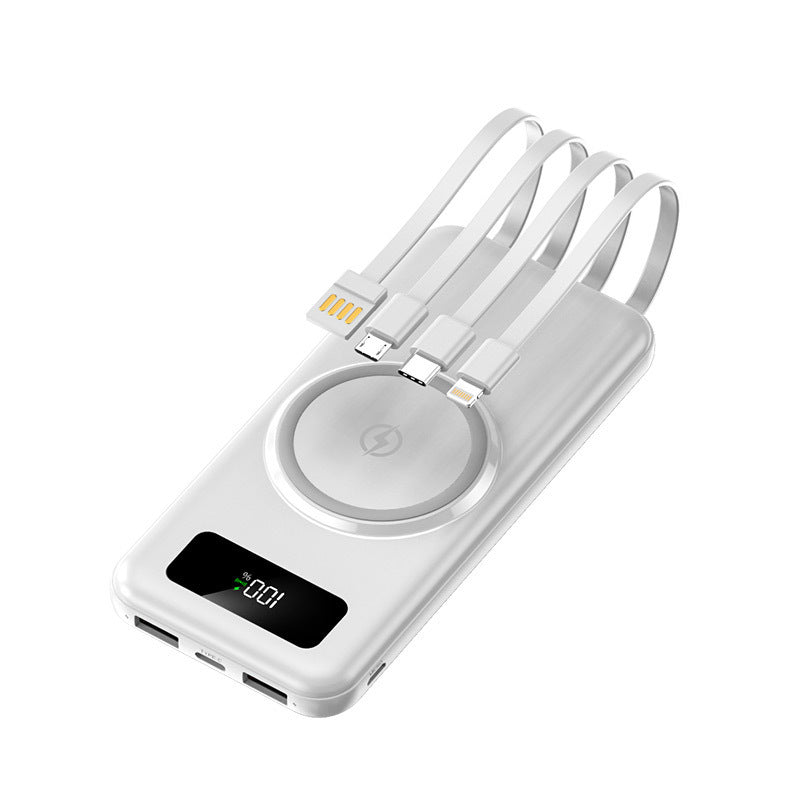 Portable power bank with integrated Qi charging function and digital display Bowlift
