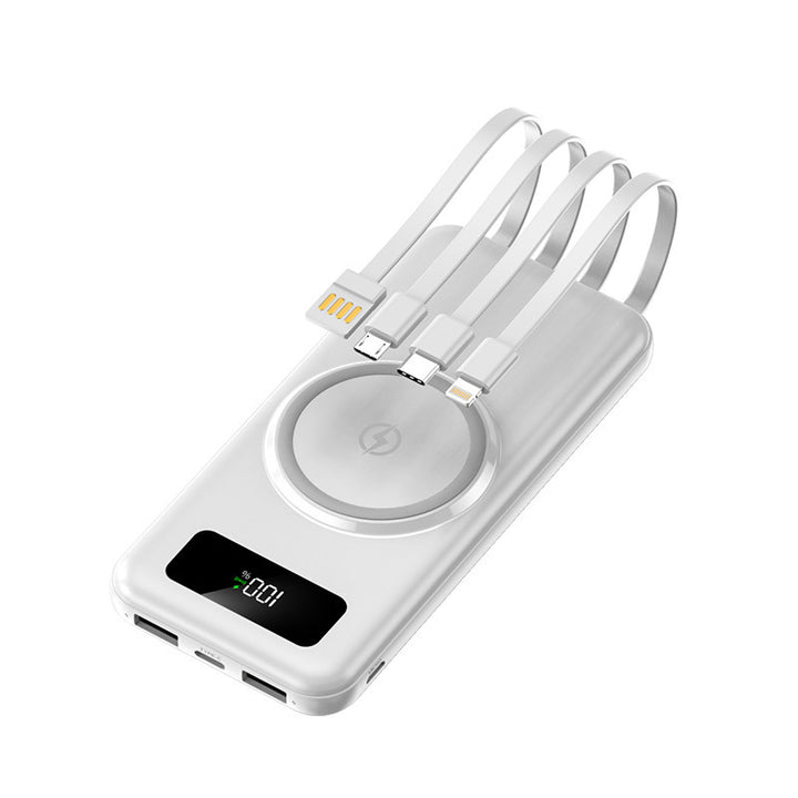 Portable power bank with integrated Qi charging function and digital display Bowlift