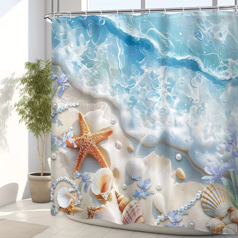Coastal Scene Shower Curtain Bowlift