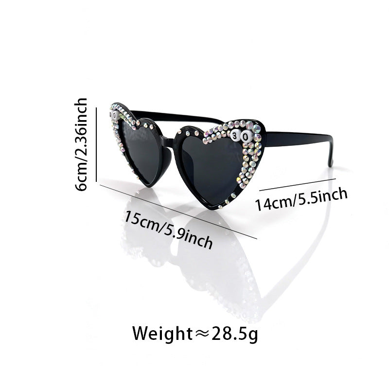 Heart-Shaped Rhinestone-Embellished Sunglasses Bowlift