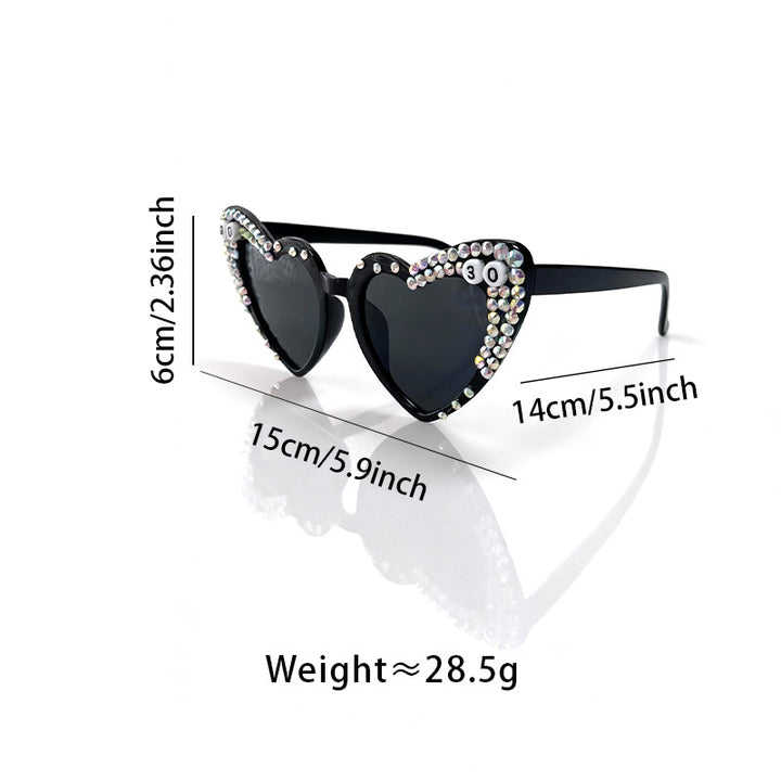 Heart-Shaped Rhinestone-Embellished Sunglasses Bowlift