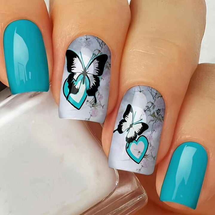 Artificial artificial nails with detailed butterfly design Bowlift