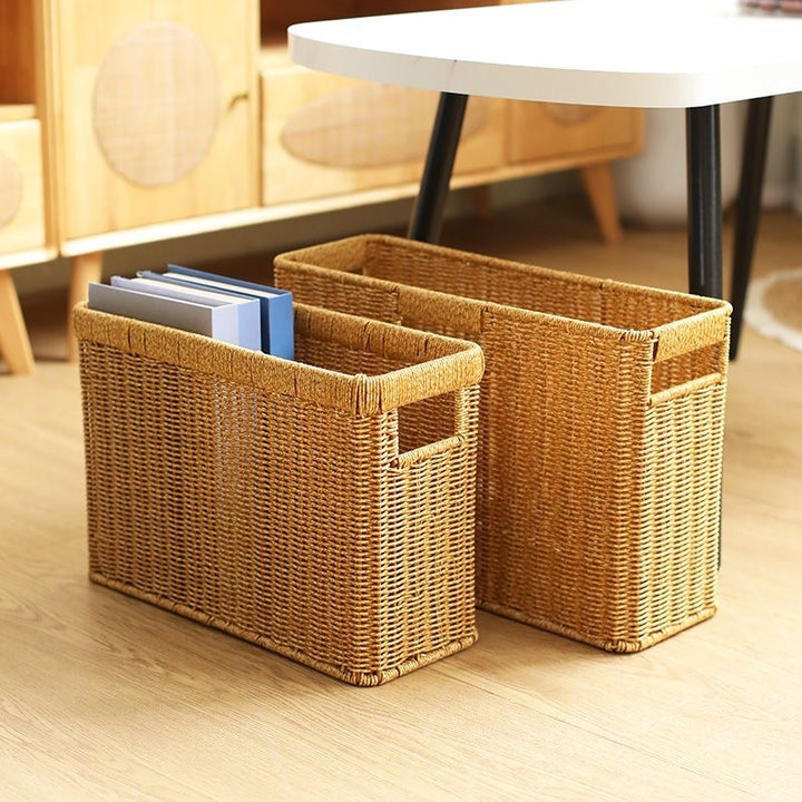 Women's Rectangular Rattan Storage Basket with Compartments Bowlift