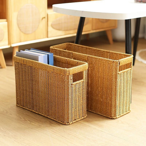 Women's Rectangular Rattan Storage Basket with Compartments Bowlift