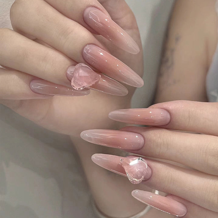 Glamorous Press-On Nail Set with Decorative Gemstone Accents Bowlift
