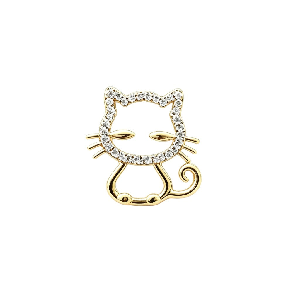 Glittering Cat Brooch Bowlift