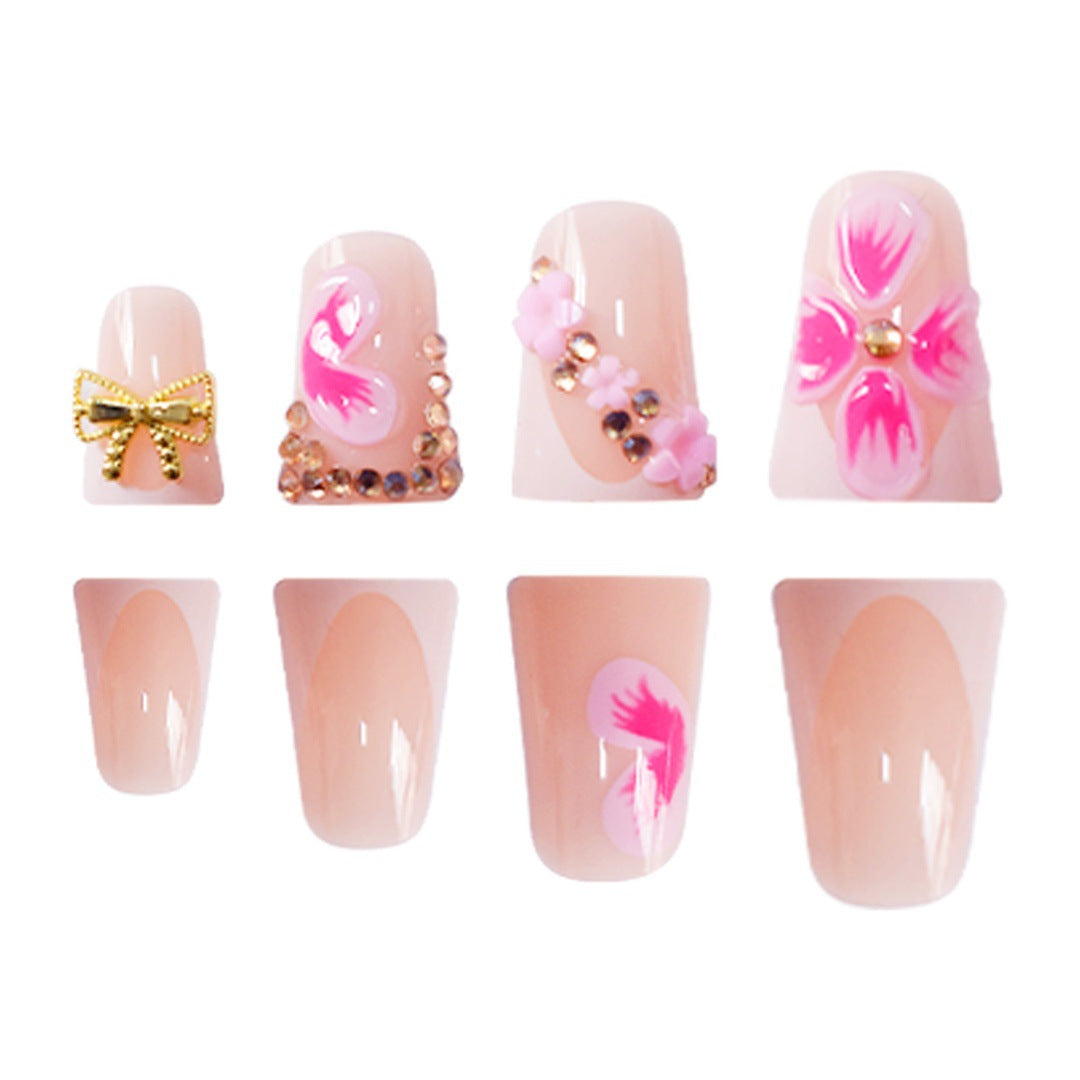 Decorative Floral Press-On Nail Art Enhancements Bowlift