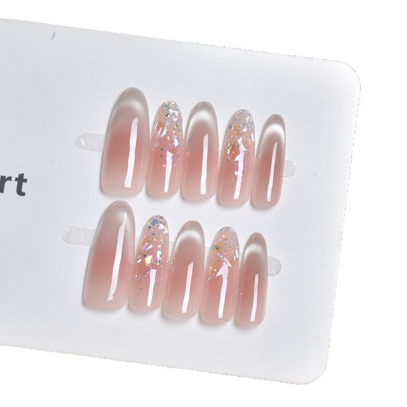 Artistic Gem-Accented Press-On Nail Extensions Bowlift